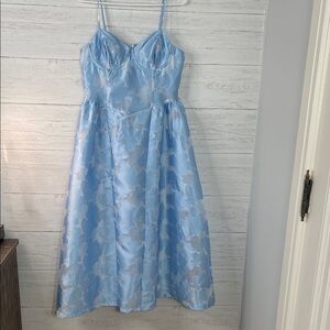 Lulu's Light Blue Floral Midi Dress
